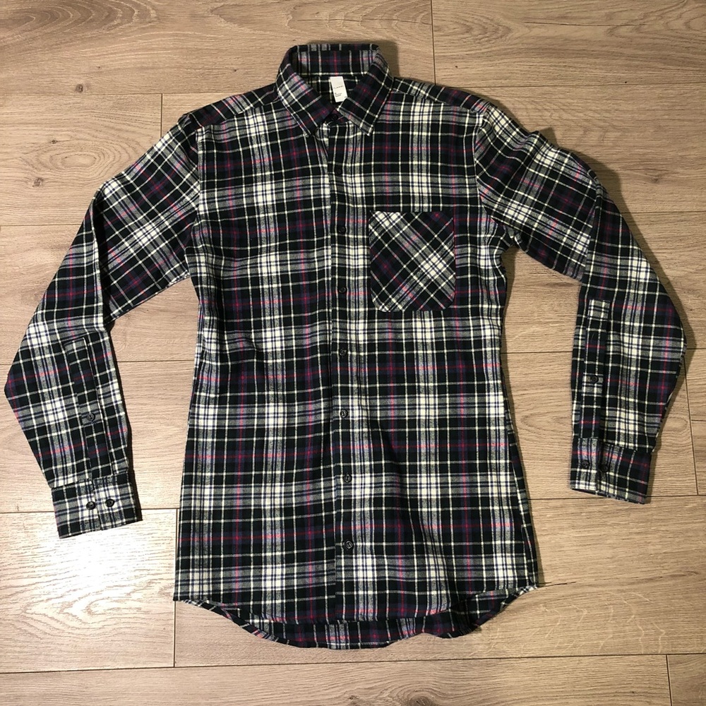 American Apparel Unisex Plaid Flannel L/S Shirt XS